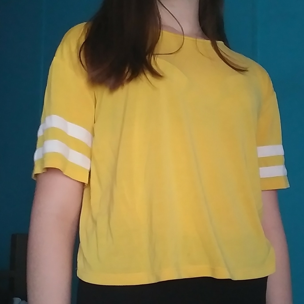 A yellow crop top